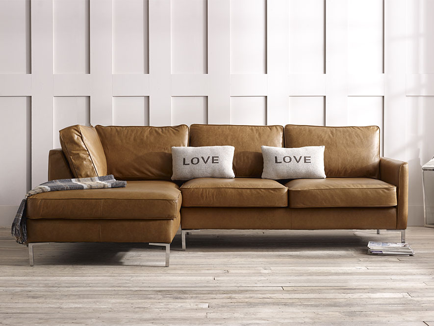 Columbus Leather Corner Chaise Sofa The English Sofa Company