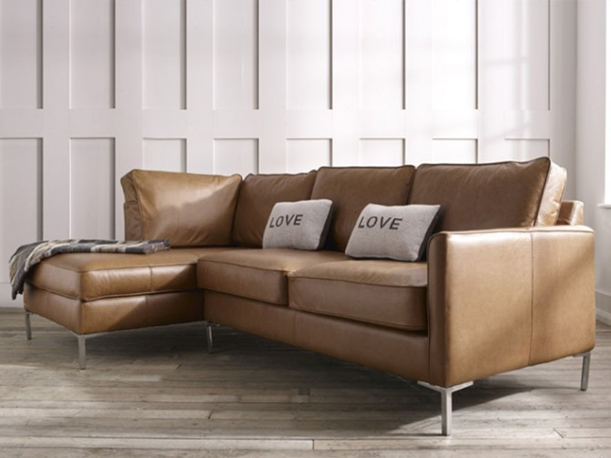 Columbus Leather Corner Chaise Sofa The English Sofa Company