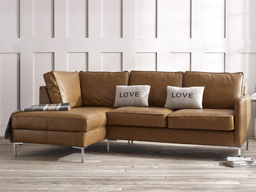 Columbus Leather Corner Chaise Sofa The English Sofa Company