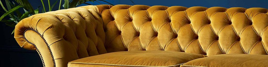 Plush Velvet Fabric - Mustard Yellow Velvet Chesterfield Fabric Sofa