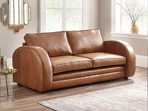 Art Deco Leather Sofa Bed
