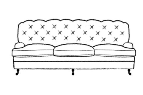 Harris Vintage Fabric Chesterfield Sofa 4 Seater