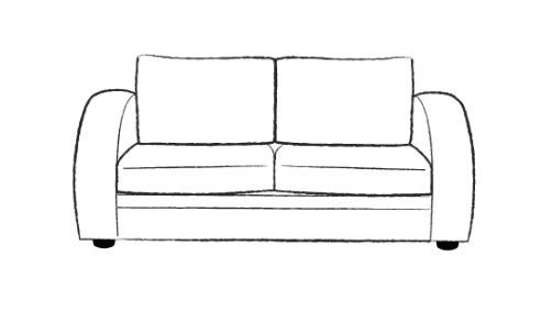 Art Deco Fabric Sofa 2.5 Seater