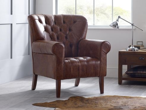 Oliver Leather Spoon Back Chair